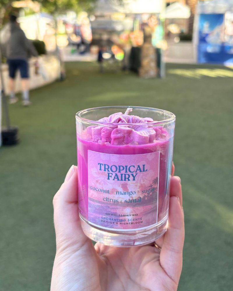 Tropical Fairy Glimmer 3D Soy Wax Candle Citrus, Sugar & Fruit Handmade colorful artisan 100% handmade pink