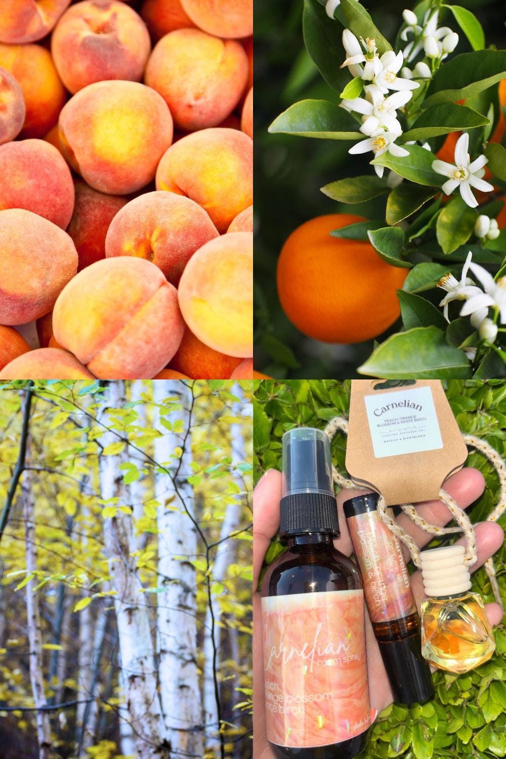 Peach Orange Blossom Scent Gift Set: Room Spray, Perfume Oil & Car Diffuser