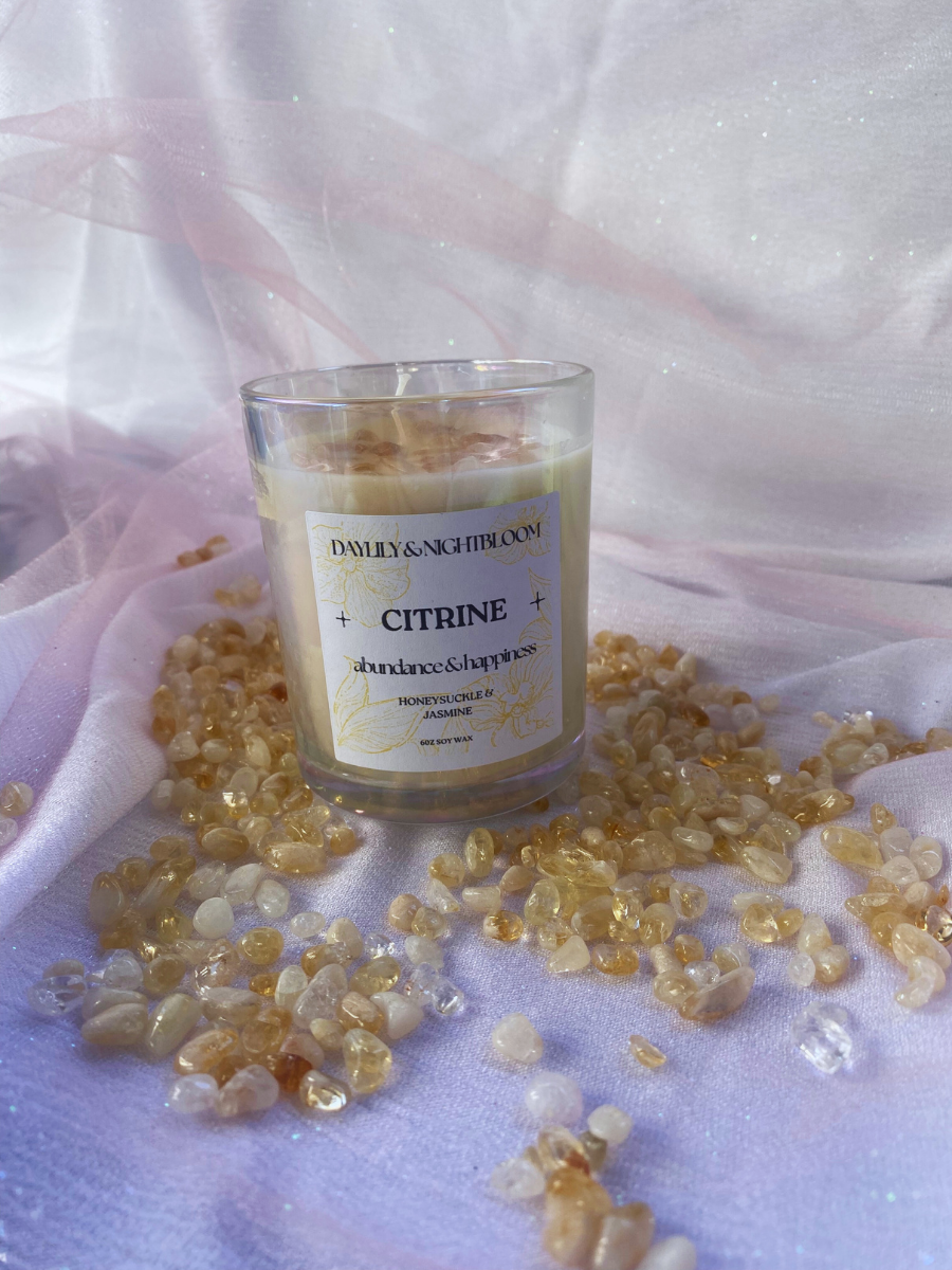 Citrine Crystal Candle Honeysuckle Jasmine