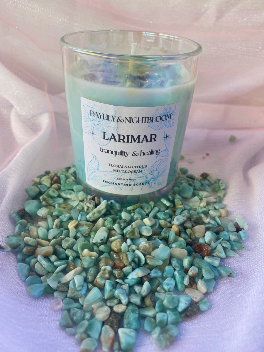 Larimar Crystal Candle