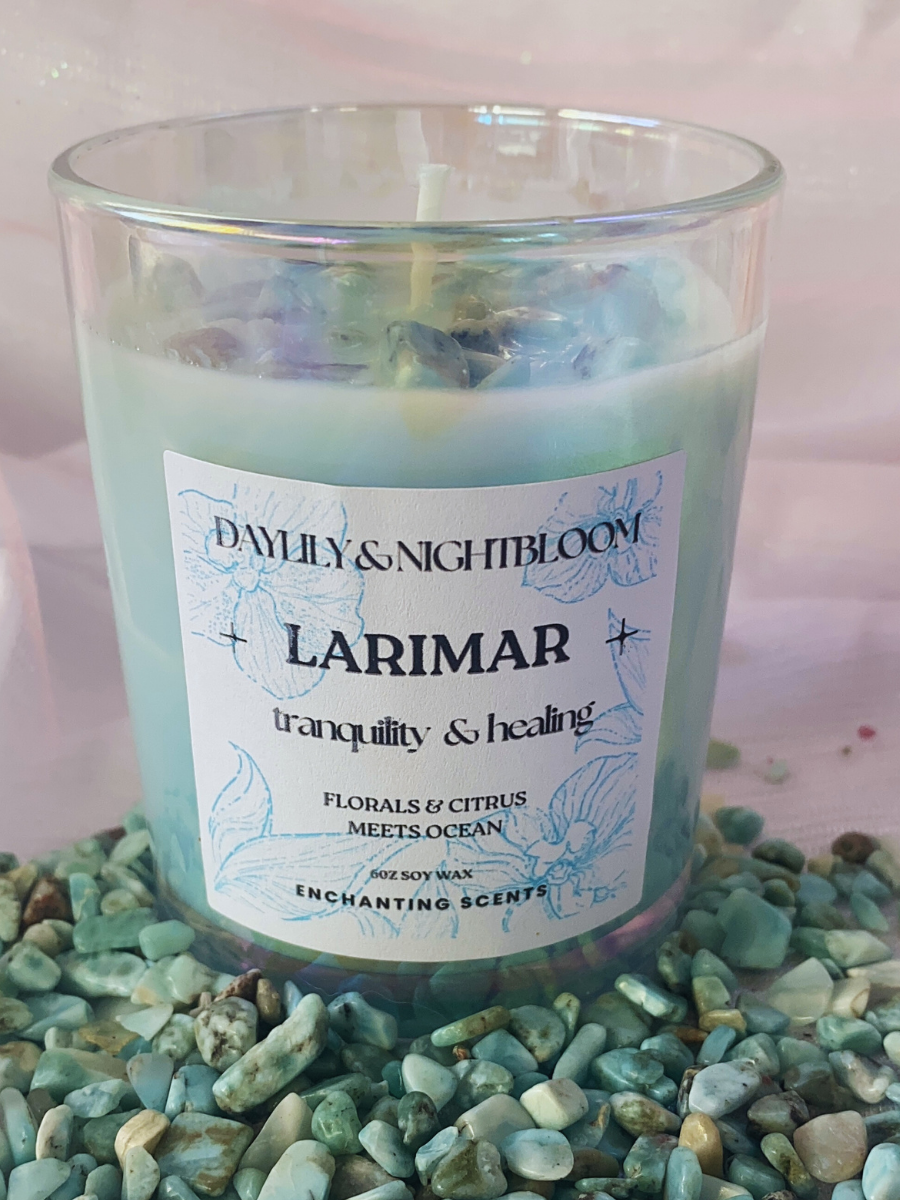 Larimar Crystal Candle