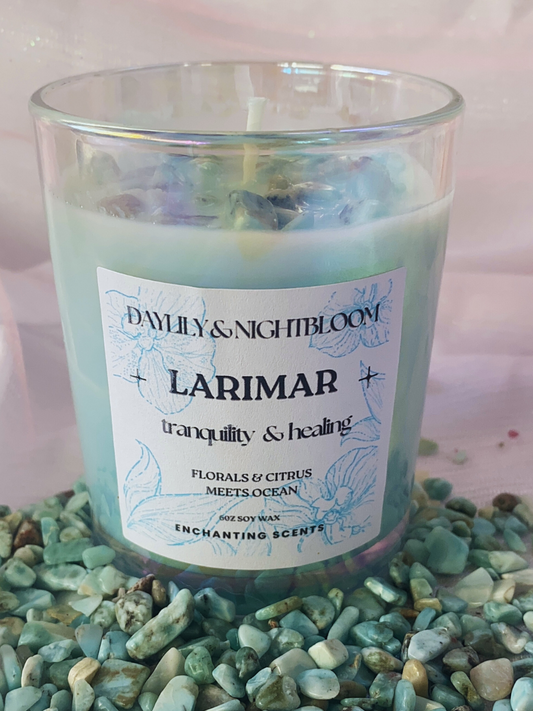 Larimar Crystal Candle