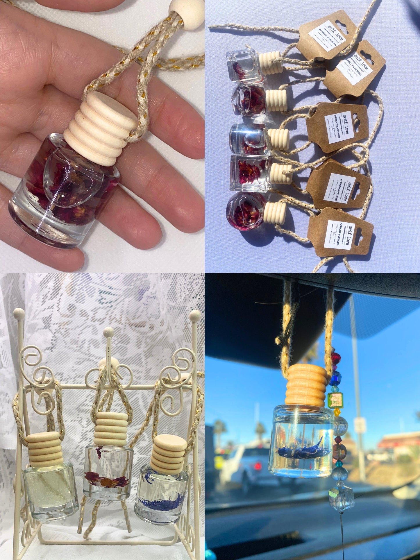 Hanging Diffuser | Honeysuckle Jasmine | Crystal Infused Citrine | Clean Scent | Car Accessory | Gift