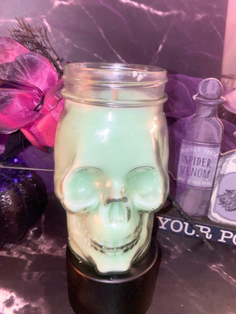Fall Halloween Skull Mason Jar Candles Festive Cute Macabre