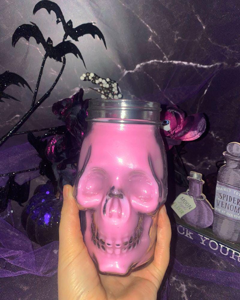 Fall Halloween Skull Mason Jar Candles Festive Cute Macabre