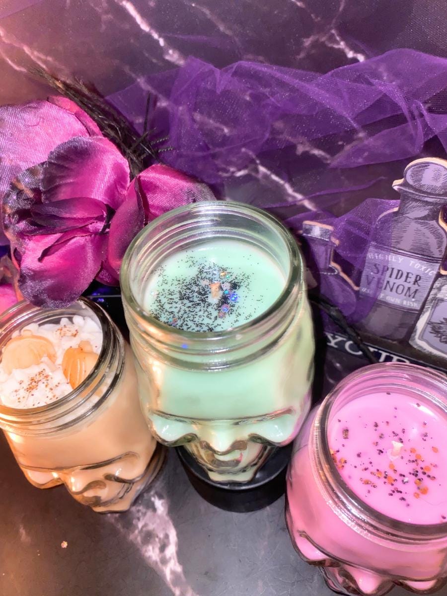 Fall Halloween Skull Mason Jar Candles Festive Cute Macabre