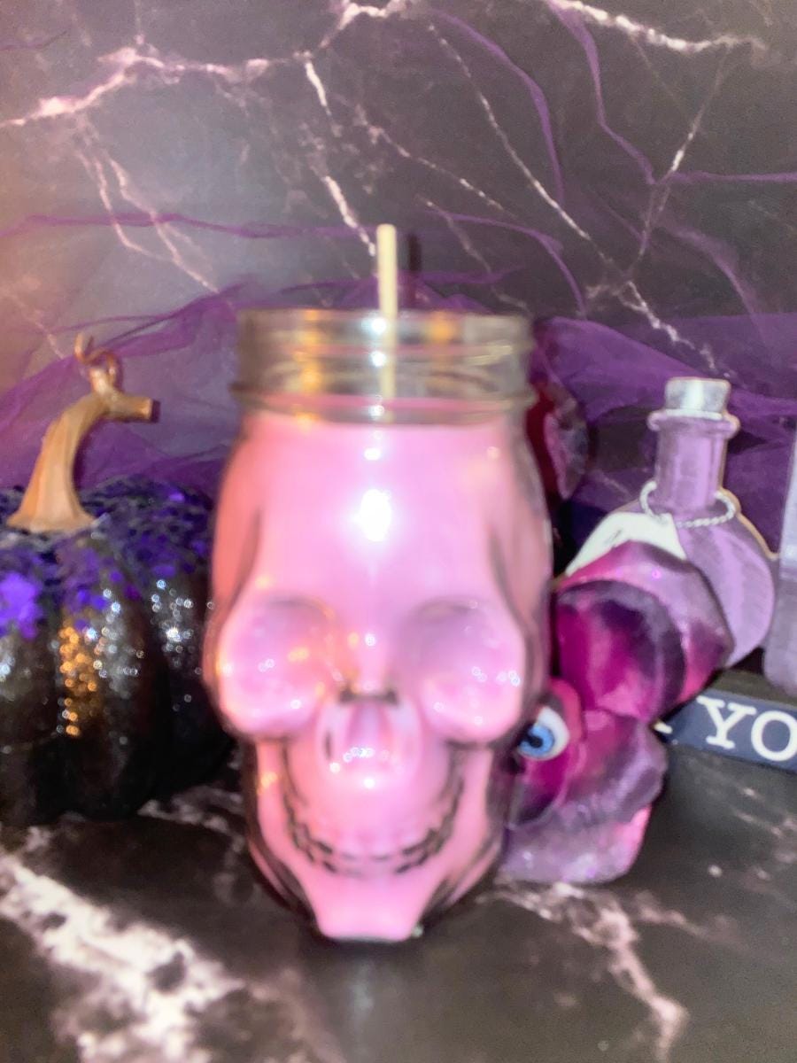 Fall Halloween Skull Mason Jar Candles Festive Cute Macabre