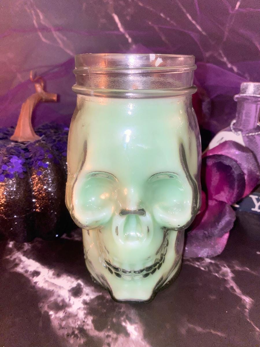 Fall Halloween Skull Mason Jar Candles Festive Cute Macabre