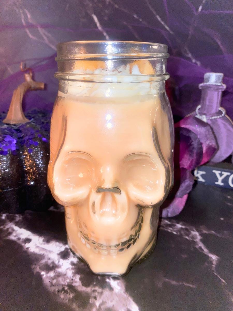 Fall Halloween Skull Mason Jar Candles Festive Cute Macabre