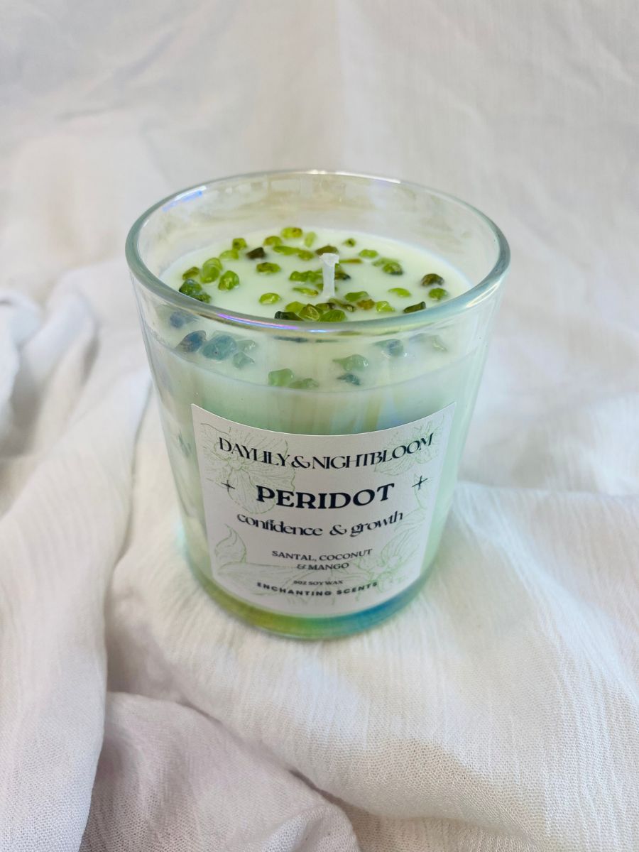 Peridot Crystal Candle