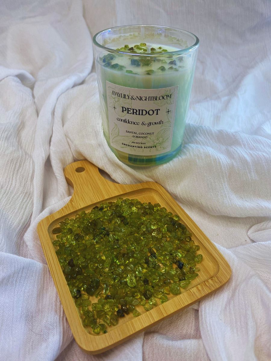 Peridot Crystal Candle